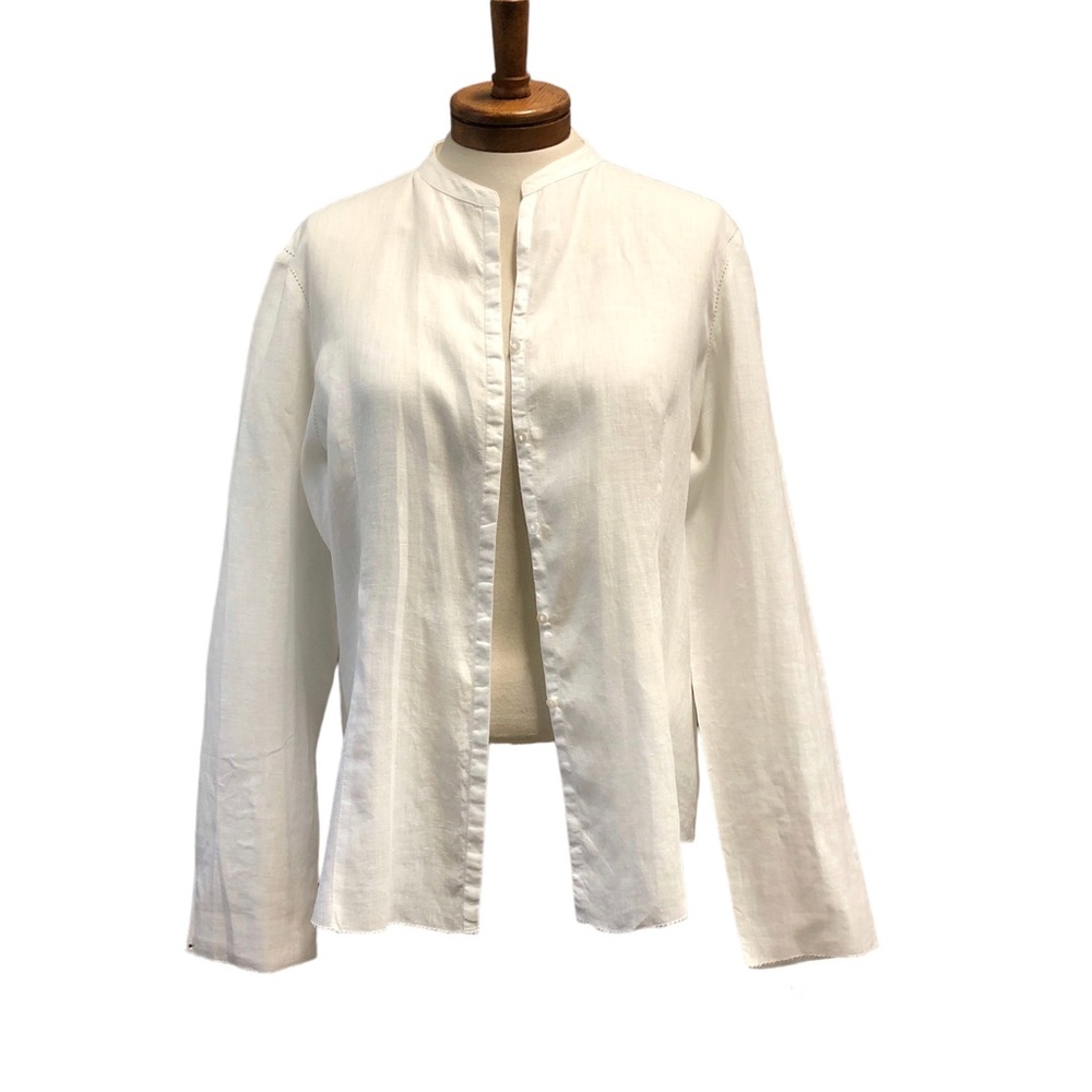 NEXT White Linen Button Down Blouse, Sz 10